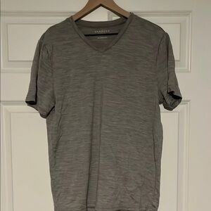 Gray Short Sleeve V-Neck Merino Wool tee